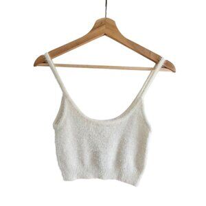 New with Tags Garage Womens Off White Fuzzy Knit Tank Top, Size Small